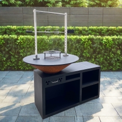 Brasero personalizado de acero Corten para quemar leña, parrilla redonda para barbacoa.