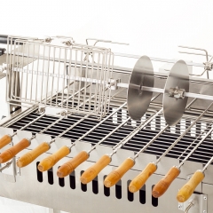 Máquina automática chipriota Foukou para asar pollos a carbón con motor eléctrico giratorio