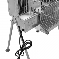 Asador giratorio de acero inoxidable con doble asador vertical para barbacoa