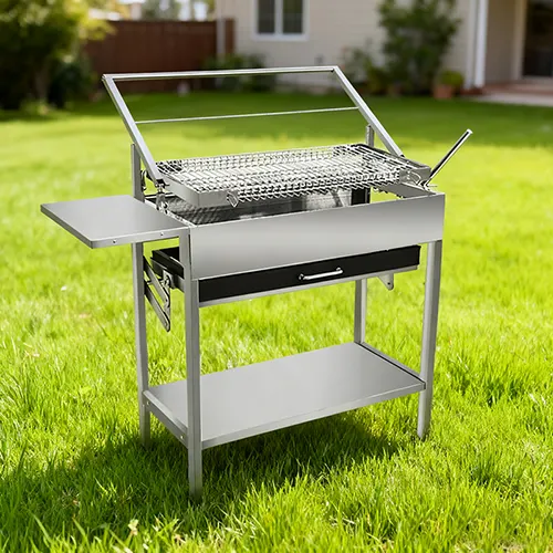 Parrilla de barbacoa plegable de acero inoxidable, portátil, plegable, para exteriores, picnic, camping, barbacoa de carbón, parrilla giratoria